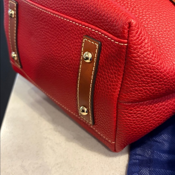 Dooney & Bourke Red and Brown Drawstring Shoulder Bag - Picture 7 of 7